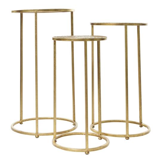 Gold Round Metal Glam Accent Table Set